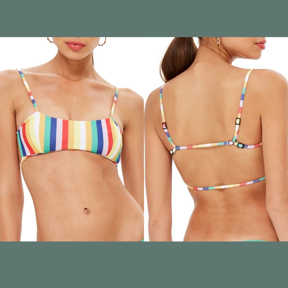 NWT $38 Topshop Stripe‎ Crop Bikini Top in Rainbow [SZ 4 - 6 US ]